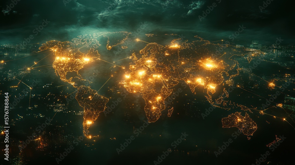 Wall mural global network: a visualization of interconnectedness