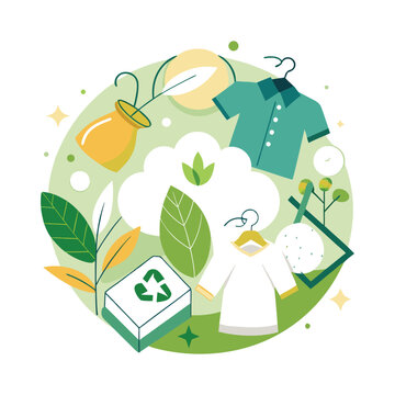 Sustainable fashion and recycling concept illustration
