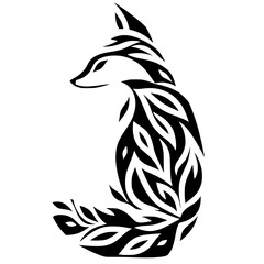 Obraz premium vector image of a fox, Decorative Silhouette of a Fox