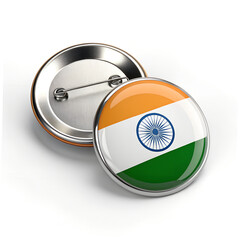 Indian Flag Button Pin:  Close-up of National Emblem on Lapel Pin