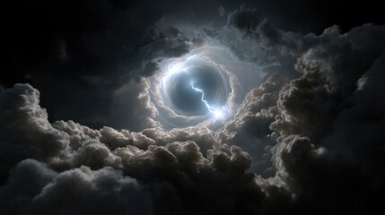 Mystical vortex in stormy sky illustrating portal between worlds