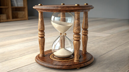 3D Hourglass Wooden Glass Sand Clock Time Icon Render