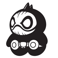 Obraz premium Black creature with large eyes and pointy ears white cartoon