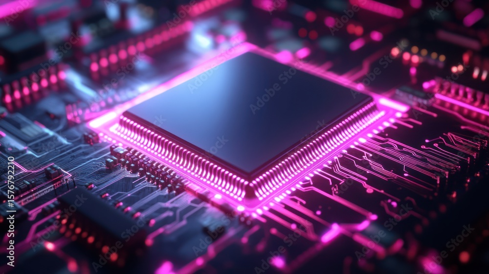 Poster circuit board with illuminated cpu - technology