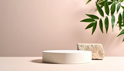 Minimalist display podium with natural elements