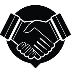 Obraz premium Symbolic handshake between two people in a black and white silhouette style representing agreement and partnership