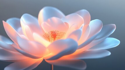 Obraz premium Illuminated lotus flower, glowing center, soft lighting, peaceful scene, for nature, art, or spiritual themes