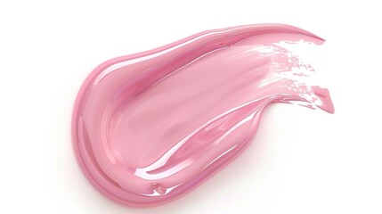 A glossy pink smear of cosmetic cream or gel stands out on a clean white background, presenting a visually appealing and eye - catching display. The smooth and shiny texture of the pink smear adds a t