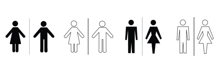Set of restroom, toilet icon collection. Male and female restroom. Vector Illustration. EPS 10 .