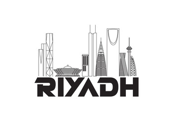 Fototapeta premium Saudi Riyadh skyline vector line art