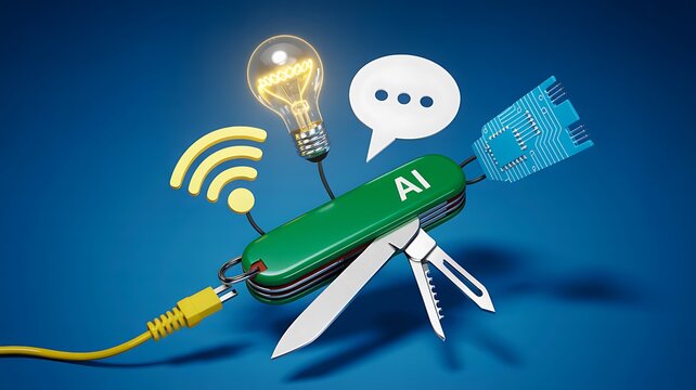 Swiss army knife with ai tools showing technology versatility and innovation
