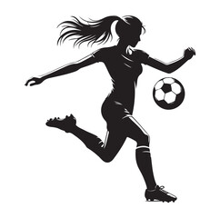 female soccer player black silhouette vector graphics