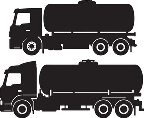 Heavy duty tanker truck transportation silhouette
