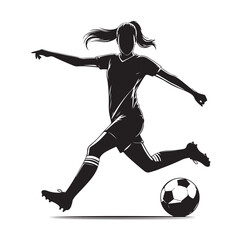 female soccer player black silhouette vector graphics