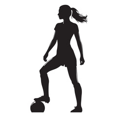 female soccer player black silhouette vector graphics