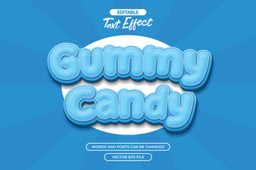 Gummy candy editable text effect with 3d blue text style