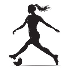 female soccer player black silhouette vector graphics