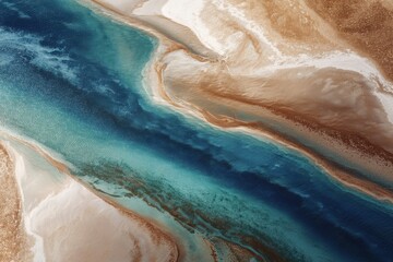 Visual exploration of the intricate patterns formed by sand and water in an abstract aerial perspective capturing the beauty of nature's landscapes