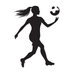 female soccer player black silhouette vector graphics