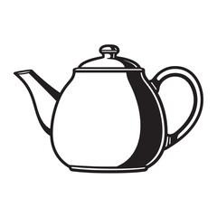 Obraz premium Black and white teapot with handle and spout kettle beverage