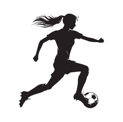 female soccer player black silhouette vector graphics