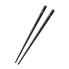 Black chopsticks crossed on white background eating utensils