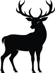 Obraz premium Majestic Black Silhouette of a Stag with Antlers