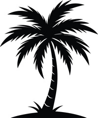 Obraz premium Single Black Silhouette Palm Tree Tropical Island Design