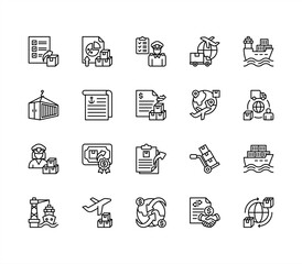 Export import editable stroke icon set