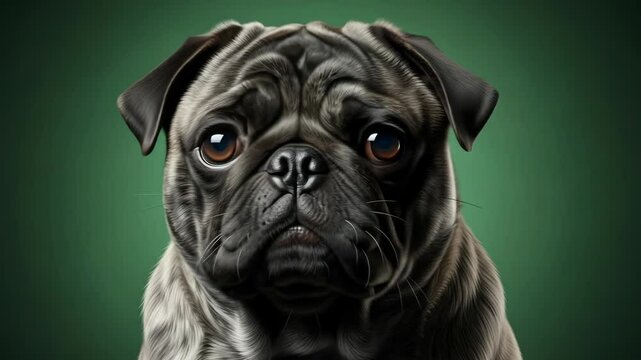 Serious Black Pug Portrait