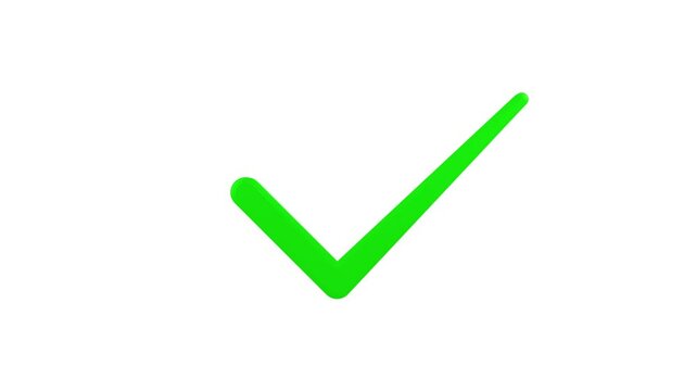 Animated Approval Tick Icon - Green Screen 4K Seamless Loop. Glowing Tick Sign Reveal - Motion Graphics. Correct Answer Check Mark Animation. Check Mark Green Screen Alpha Channel Overlay, Tick Icon
