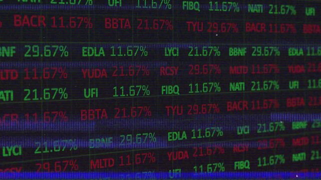 Opening display showing data codes values climbing, oscillating, glitch line flickering monitoring