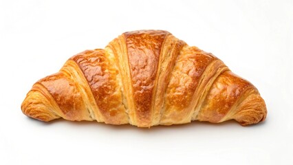 Golden-Brown Buttery Croissant: Delicious French Pastry, Isolated on White Background