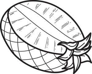 Pineapple illustration of a black and white background