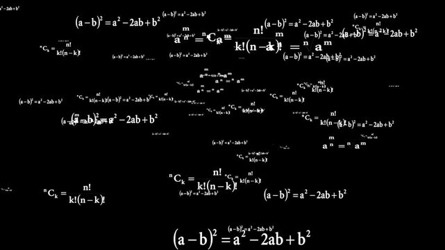 Mathematical formulas Black Screen Overlay. Seamless Loop Background Scientific and educational concept. Math Green Screen, Animated Equations VFX, 4K Chroma Key Formulas, Physics Overlay, Motion  - Powered by Adobe
