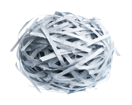 Ball of shredded paper strips