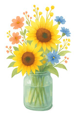 Obraz premium watercolor illustration of beautiful flowers in a vase