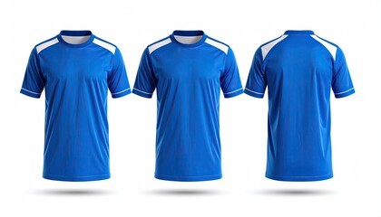 Mockup of a royal blue sports t-shirt with white accents