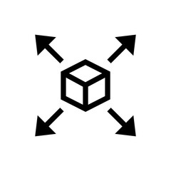 Outline icon of the box-extendable in black, on a clean white background. 
Minimalist and scalable design, suitable for accessibility-related graphics, branding, or educational materials.