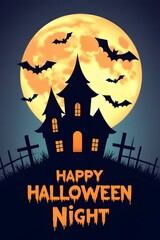 halloween background with pumpkin and bats