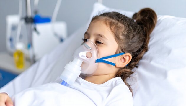 Child Hospitalized with Oxygen Mask, and Healthcare. - Powered by Adobe