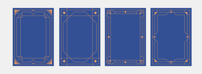 Frame art deco minimalism. Geometric rectangle minimalist line vintage. Modern poster golden frame.