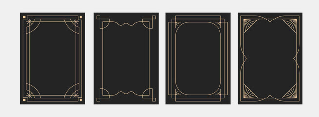 Frame art deco minimalism. Geometric rectangle minimalist line vintage. Modern poster golden frame.