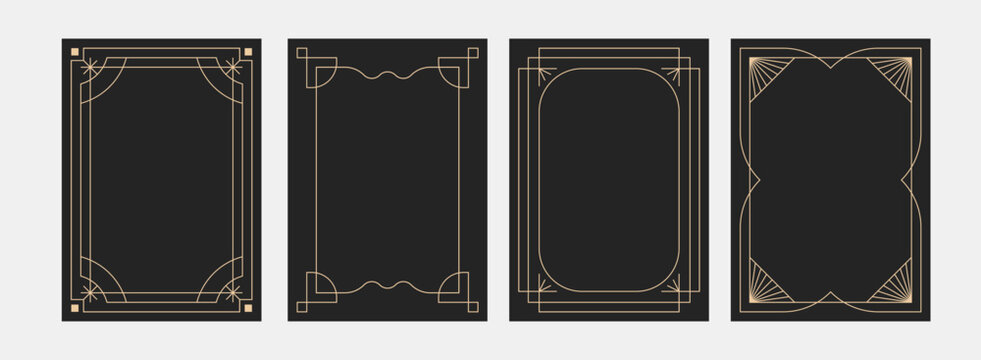 Frame art deco minimalism. Geometric rectangle minimalist line vintage. Modern poster golden frame.