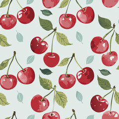 Cherry Pattern Hand Draw Vintage Vector