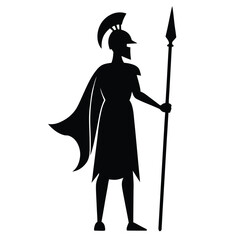 Ancient Greek Spartan Hoplite Warrior Silhouette Illustration