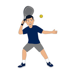Padel Player Cartoon Design Illustration vector suitable for your design needs