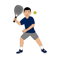 Padel Player Cartoon Design Illustration vector suitable for your design needs
