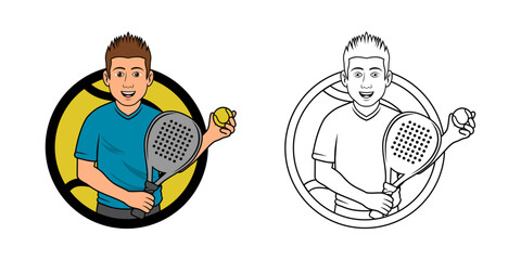 Padel Player Cartoon Logo Design Illustration vector suitable for your design needs