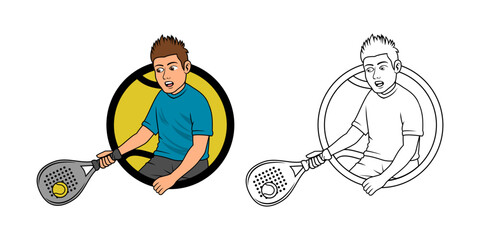 Padel Player Cartoon Logo Design Illustration vector suitable for your design needs